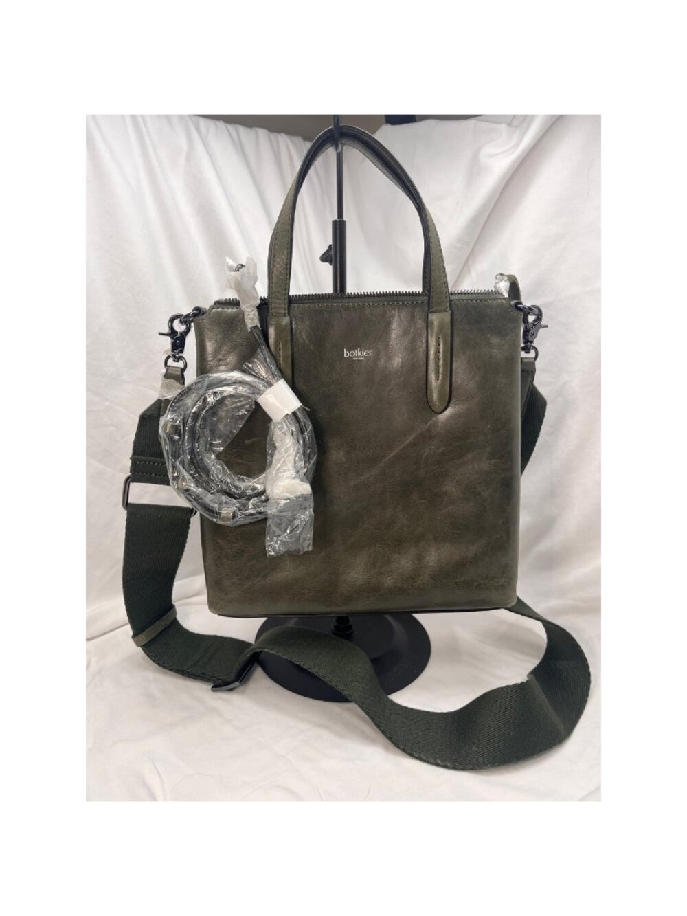 Botkier Highline Olive Green Leather Satchel Crossbody Bag New With Defects